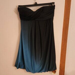 Strapless two tone blue/aqua dress